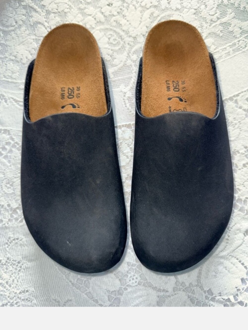 Birki’s Birkenstock Black Leather Clogs EU 39 US 8 L8 M6 Slip On Shoes